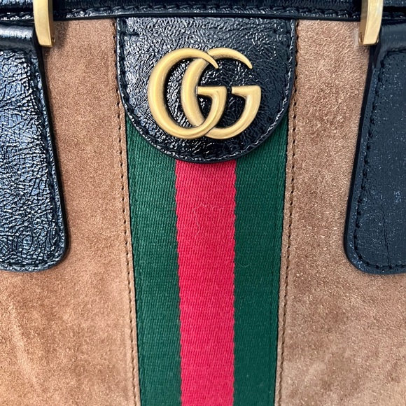 GUCCI Large handbag ! Authentic Gucci Brown suede ! Rare edition! - Picture 5 of 10